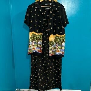 Sag Harbor Dress Hawaiian Theme 2-piece Blouse & Dress | Size‎ 12 | Preowned